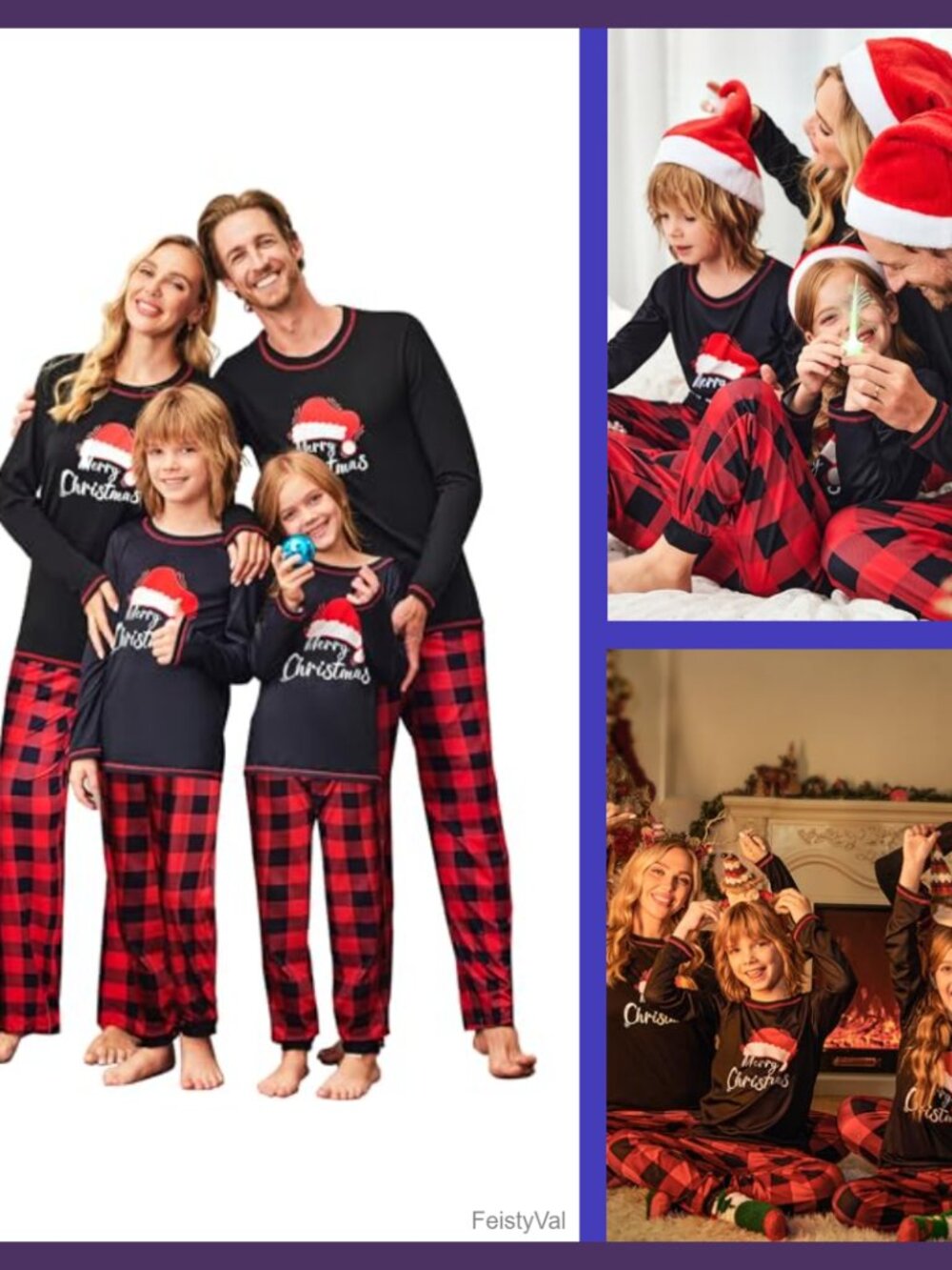 Ekouaer Christmas Family Matching Pajama Set Soft Polyester Spandex